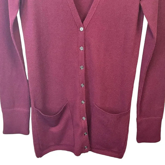 Burberry Brit 100% Cashmere Purple Wine Cardigan Sweater Women's XS - Picture 3 of 11